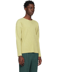 T-shirt à manche longue olive Homme Plissé Issey Miyake