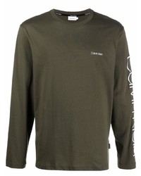 T-shirt à manche longue olive Calvin Klein