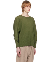 T-shirt à manche longue olive Homme Plissé Issey Miyake