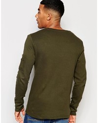 T-shirt à manche longue olive Asos