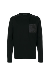 T-shirt à manche longue orné noir Prada