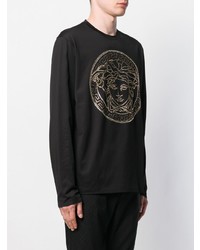 T-shirt à manche longue orné noir Versace