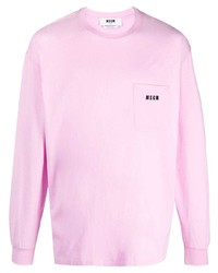 T-shirt à manche longue rose MSGM