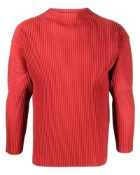 T-shirt à manche longue rouge Homme Plissé Issey Miyake