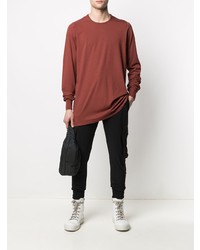 T-shirt à manche longue rouge Rick Owens