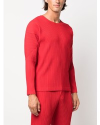 T-shirt à manche longue rouge Homme Plissé Issey Miyake