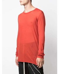 T-shirt à manche longue rouge Rick Owens