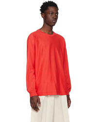 T-shirt à manche longue rouge Homme Plissé Issey Miyake