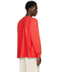 T-shirt à manche longue rouge Homme Plissé Issey Miyake