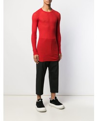 T-shirt à manche longue rouge Rick Owens