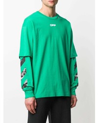 T-shirt à manche longue vert Off-White