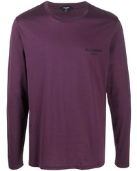 T-shirt à manche longue violet Balmain