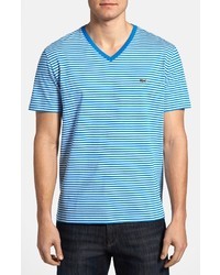 T-shirt à rayures horizontales blanc et bleu