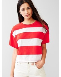 T-shirt à rayures horizontales blanc et rouge