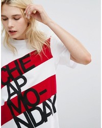 T-shirt à rayures horizontales blanc Cheap Monday