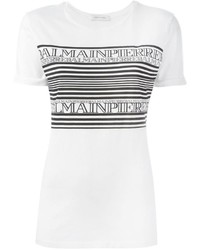 T-shirt à rayures horizontales blanc PIERRE BALMAIN