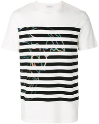 T-shirt à rayures horizontales blanc Versace