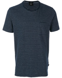 T-shirt à rayures horizontales bleu marine Hugo Boss