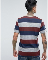 T-shirt à rayures horizontales bordeaux Jack and Jones