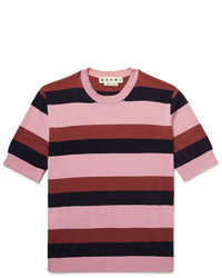 T-shirt à rayures horizontales rose Marni