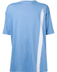 T-shirt à rayures verticales bleu clair Raf Simons
