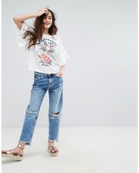 T-shirt blanc Pull&Bear