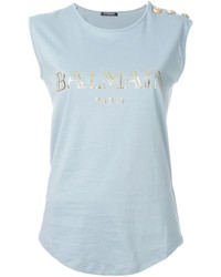 T-shirt bleu clair Balmain