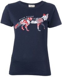 T-shirt bleu marine MAISON KITSUNE