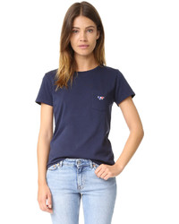 T-shirt bleu marine MAISON KITSUNE
