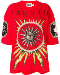 T-shirt brodé rouge Fausto Puglisi