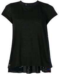 T-shirt en dentelle imprimé cachemire noir Sacai