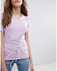 T-shirt en dentelle violet clair Miss Selfridge