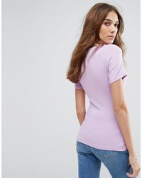 T-shirt en dentelle violet clair Miss Selfridge