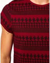 T-shirt en pied-de-poule rouge Asos