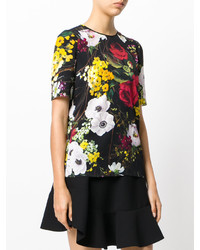 T-shirt en soie à fleurs noir Dolce & Gabbana