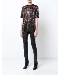 T-shirt en soie à fleurs noir Givenchy
