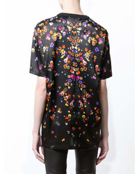 T-shirt en soie à fleurs noir Givenchy