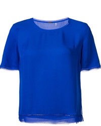 T-shirt en soie bleu