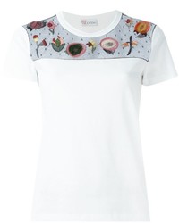 T-shirt en soie brodé blanc