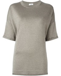 T-shirt en soie en tricot gris