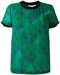 T-shirt en soie imprimé vert Diane von Furstenberg