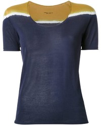 T-shirt en tricot bleu marine Roberto Collina
