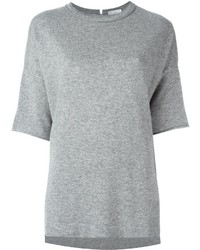 T-shirt en tricot gris Brunello Cucinelli