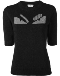 T-shirt en tricot noir Fendi