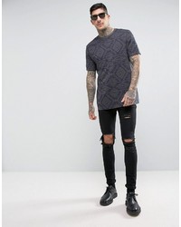 T-shirt géométrique gris foncé Asos