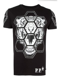 T-shirt géométrique noir Philipp Plein