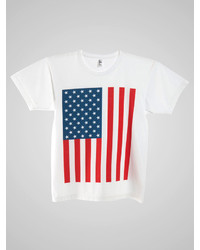 T-shirt imprimé blanc et rouge et bleu marine