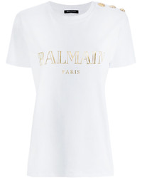 T-shirt imprimé blanc Balmain
