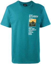 T-shirt imprimé bleu canard Stussy