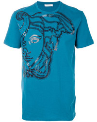 T-shirt imprimé bleu canard Versace